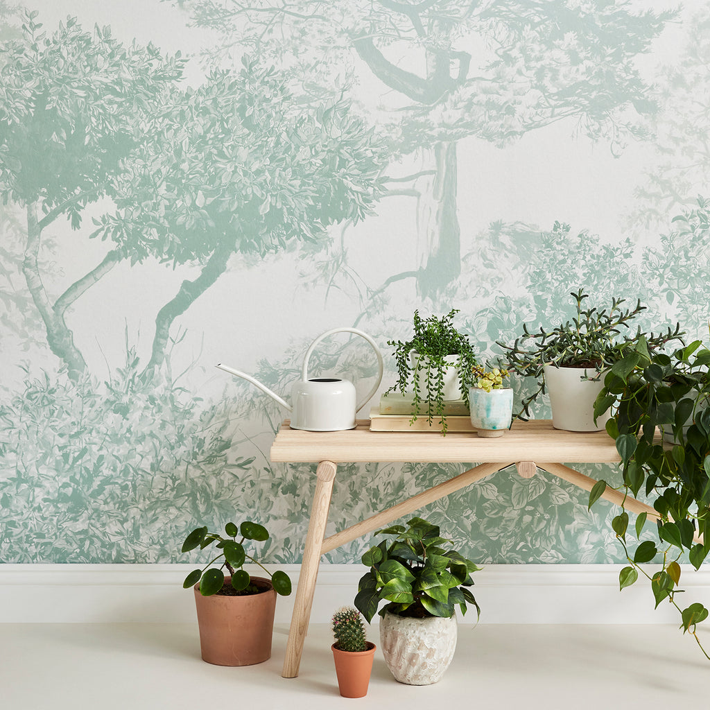 Sian Zeng Hua Trees in Mint Green Mural Wallpaper