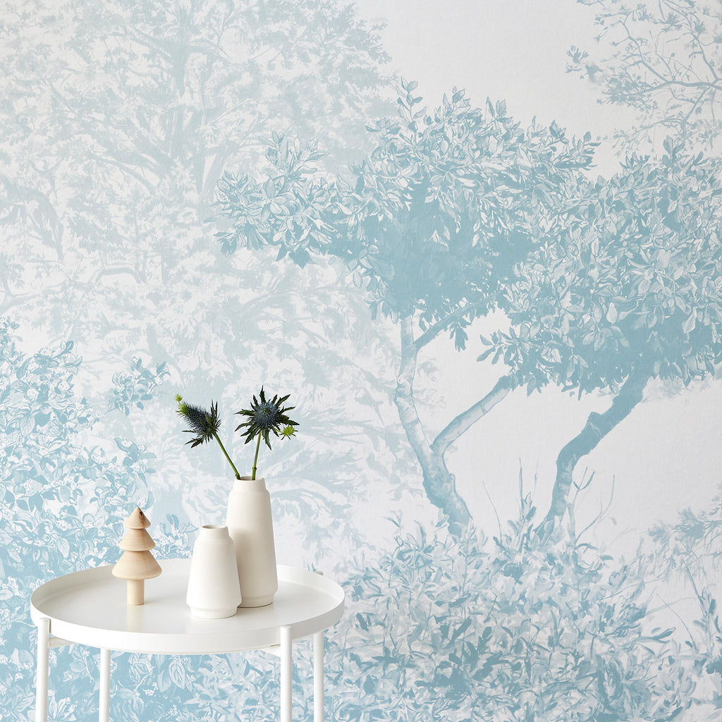 Sian Zeng Hua Trees Mural Wallpaper in Blue