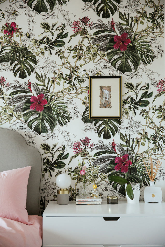 Sian Zeng Summer Tropical Bloom Wallpaper in the bedroom