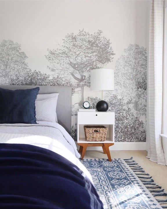 Sian Zeng Hua Trees Mural in Grey by @sunnycirclestudio