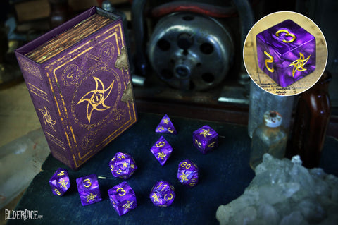 Astral Elder Sign dice in mystic purple