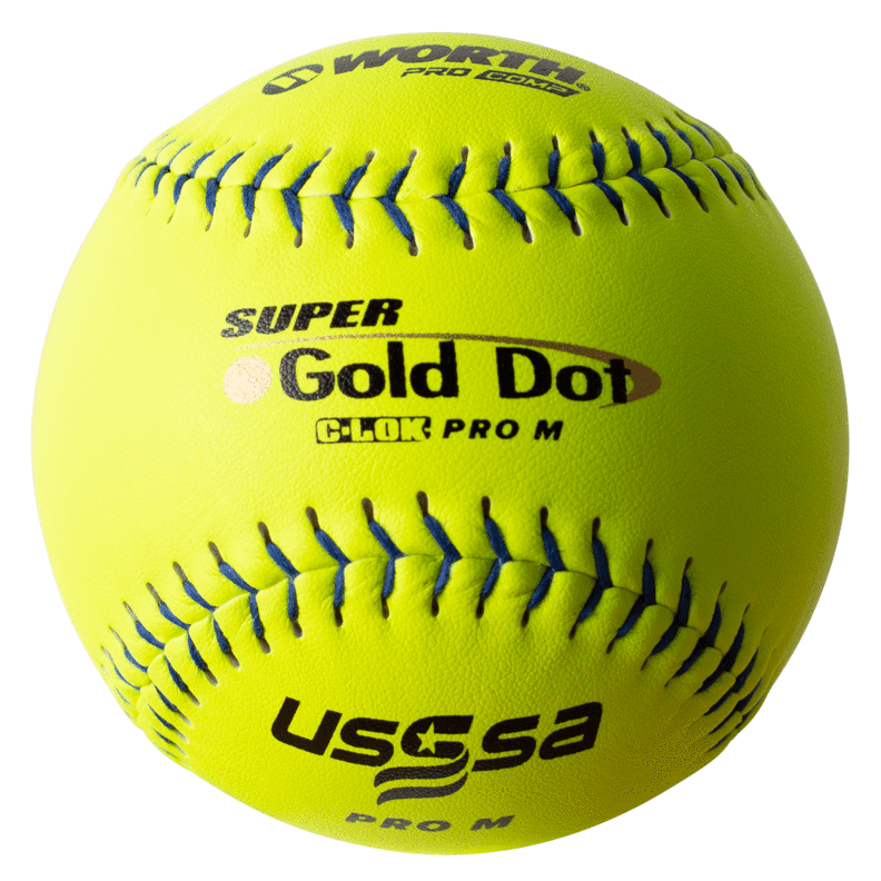 Worth Super Gold Dot Composite USSSA Pro M Slowpitch Softball (Dozen)