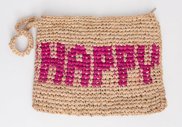 woven straw clutch bag