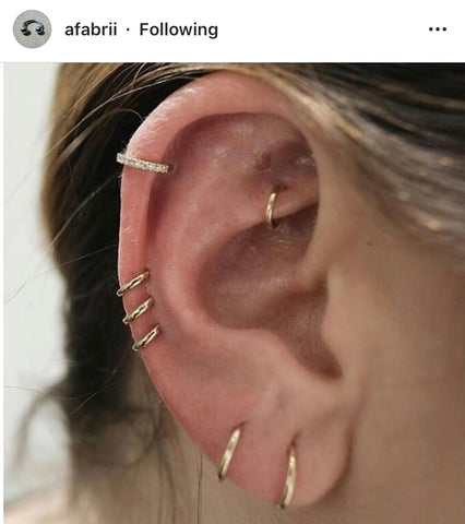 minimal triple helix piercing huggie hoops snug hoop earrings fitted earrings cartilage piercing