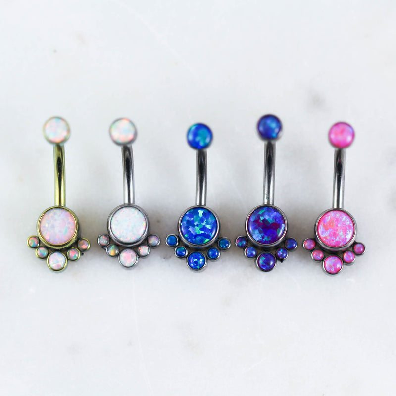 Titanium Intricate Opal Belly Ring 