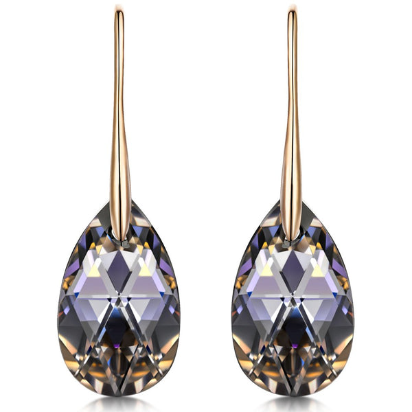 Black Aurora Borealis Earrings with Swarovski Crystals 24 Style