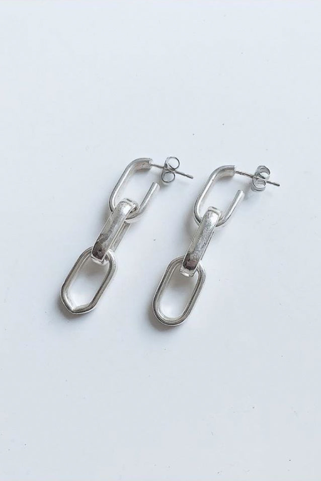 Silver chain inspired earrings unisex