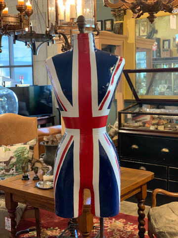 front side of finished mannequin with painted union jack flag