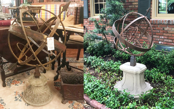 Custom made armillary on cast concrete stand