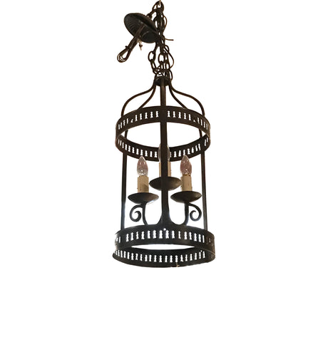 European Iron 3 Light Cylinder Lantern