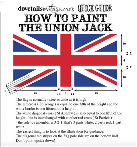 how to paint the Union Jack flag dimension chart