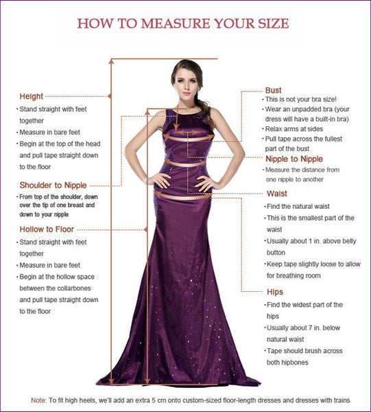 measuring guide for prom dresses, homecoming dresses, wedding dresses, promnova