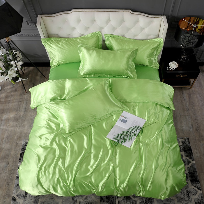 lime green satin comforter