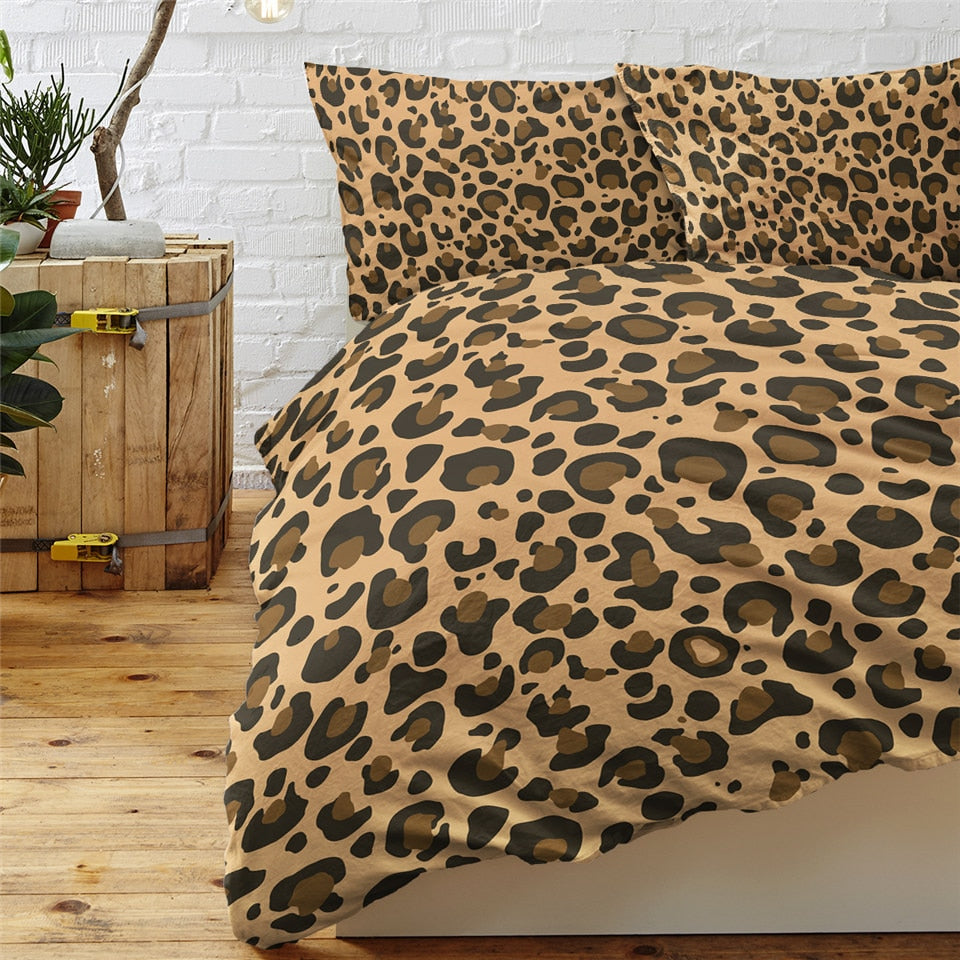 Leopard Print Bedding Set - Comforter animal print luxury with doona or  duvot cover and 2 pillows – Bohemian Lifestyle Store