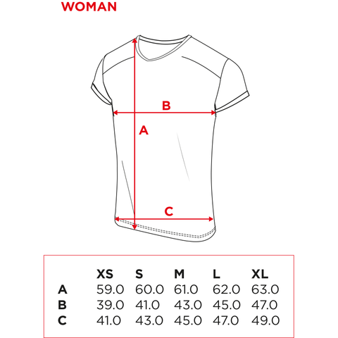 Camiseta de chica CASUAL NOX: tabla de medidas