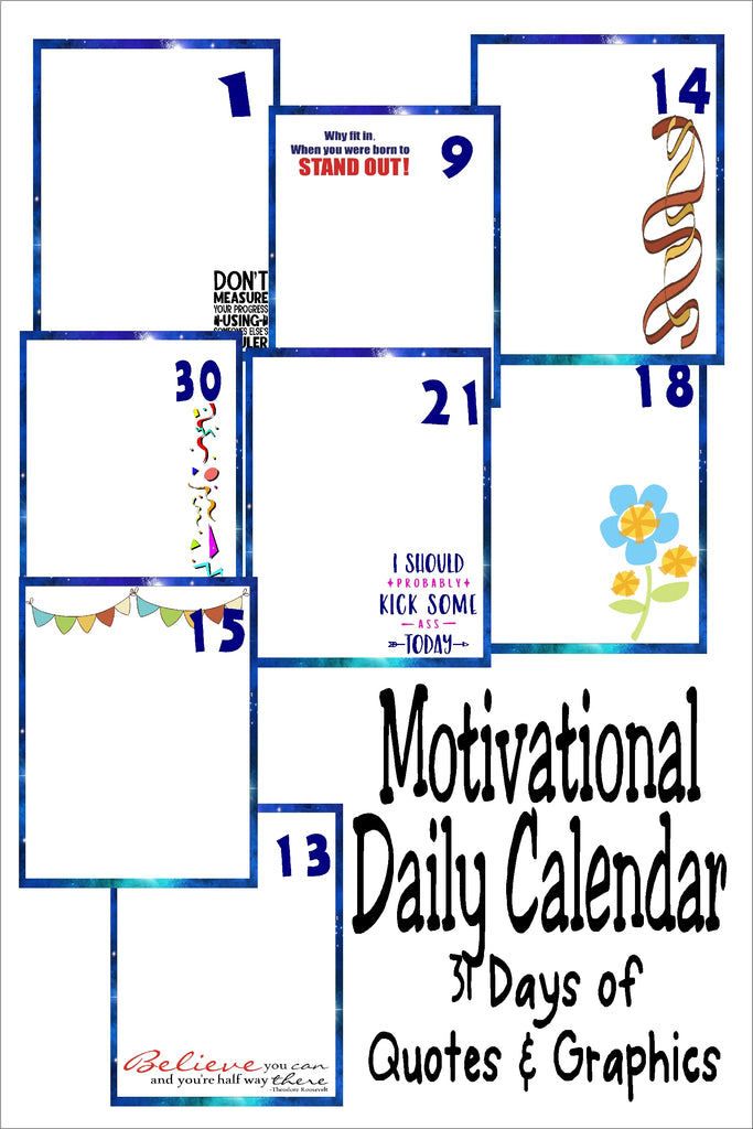 Motivational Daily Calendar Planner Printable DIY Party Mom