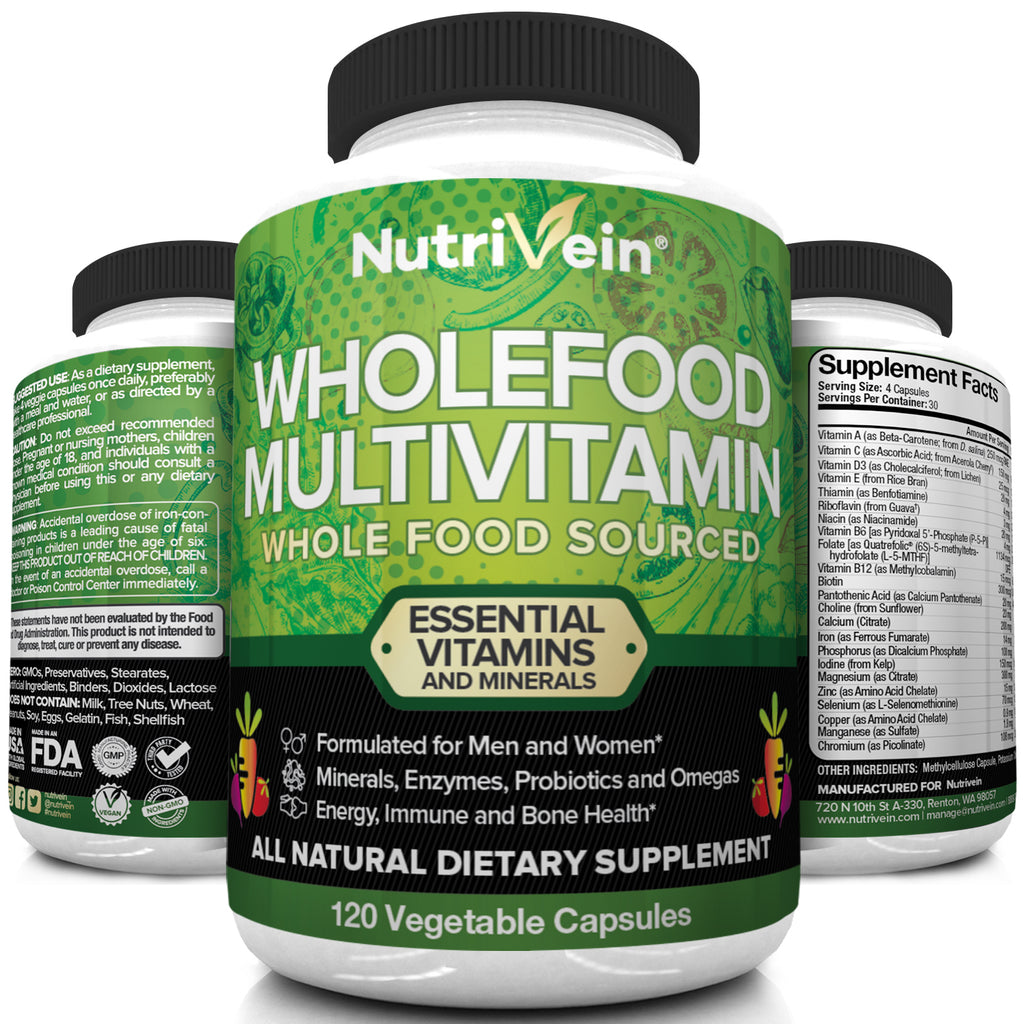 Nutrivein Whole Food Multivitamin Complete Daily Vitamins For Men an