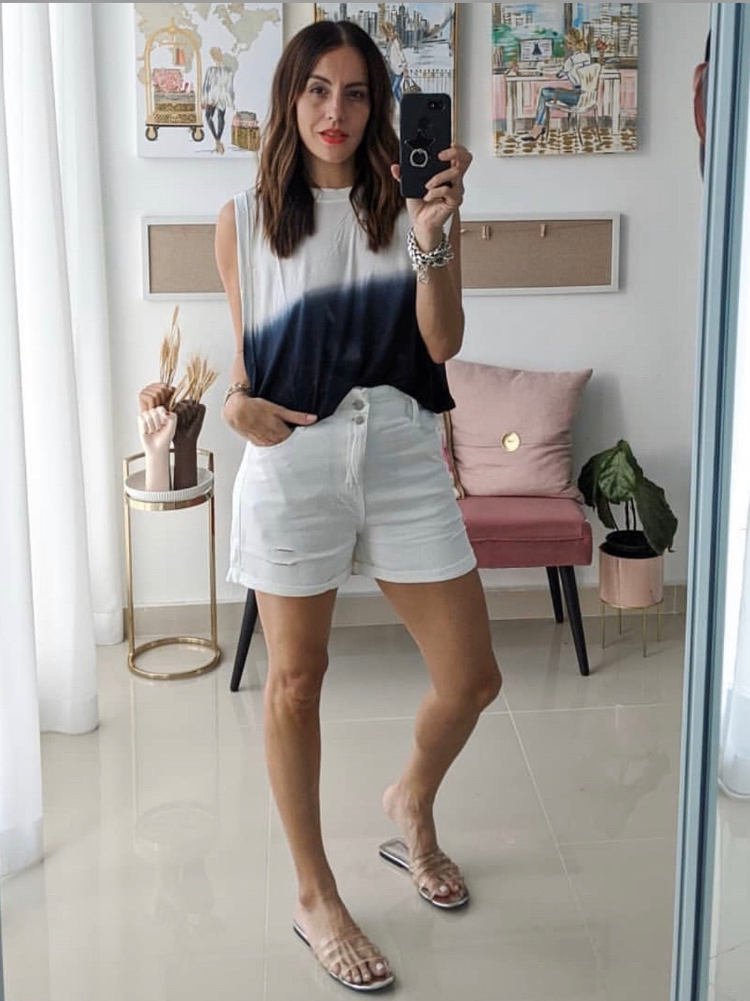White Denim High Waist Short
