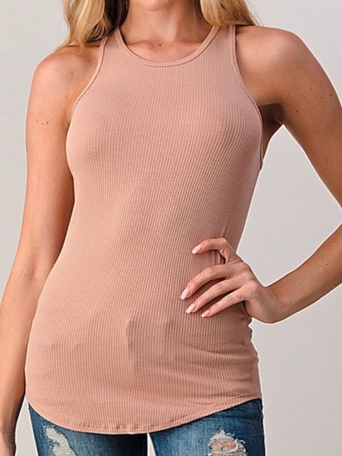 Racerback Ribbed Long Tank Top