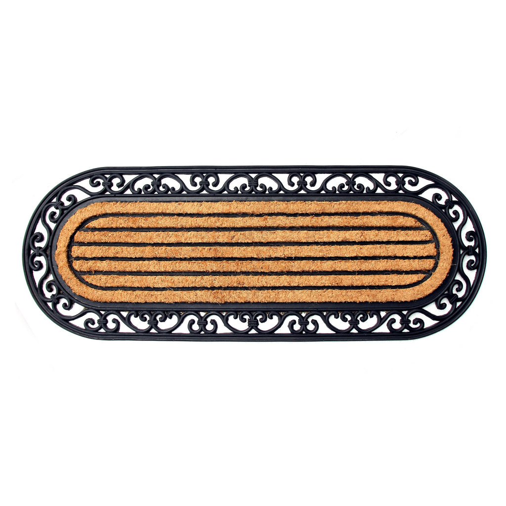 Elegant Long Oval Shaped Rubber Coir Moulded Door Mat