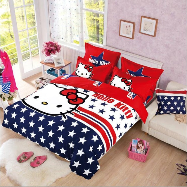 Hello Kitty Girls Bedding Duvet Cover Bed Sheet And Pillow Set