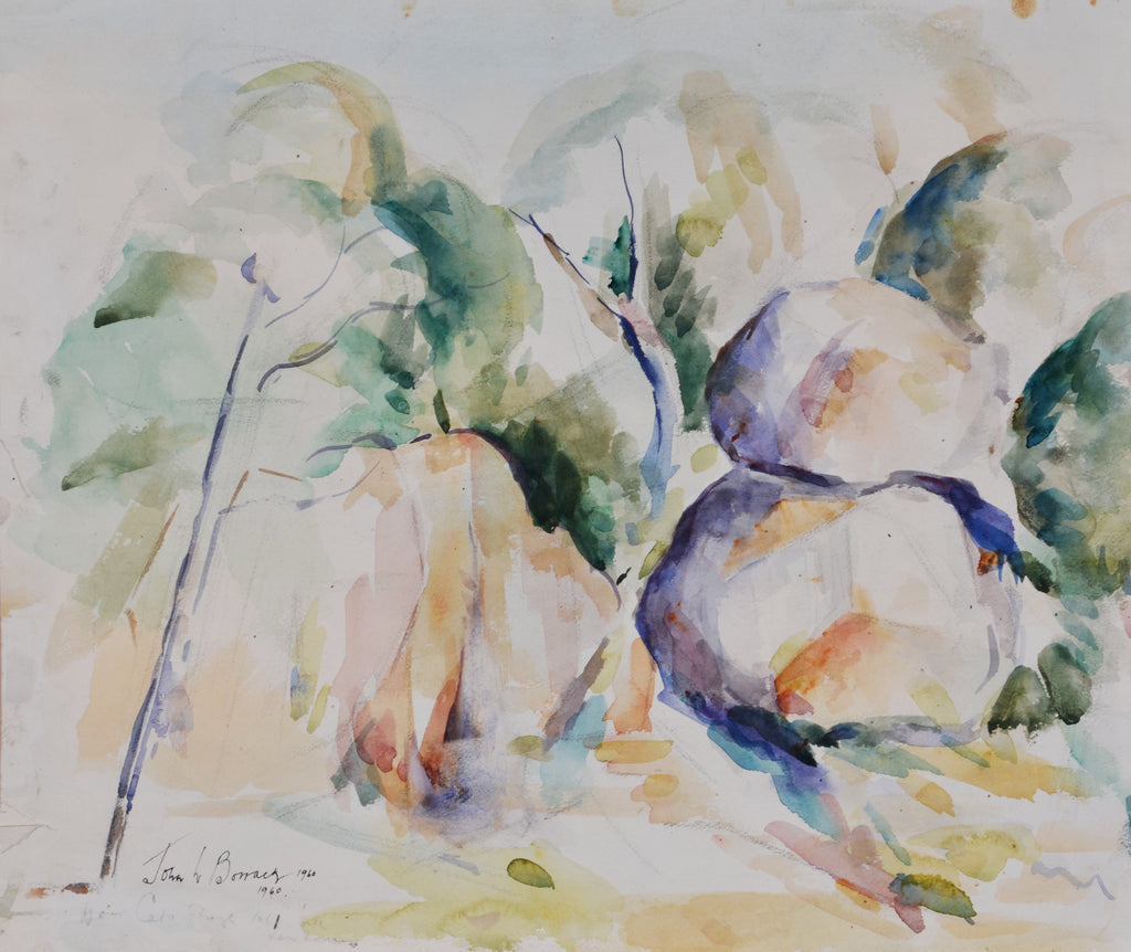 Rocks at Trawool, Vic, 1961, Watercolour on Paper, 38 x 42 cm. Awarded the Cato Prize, VAS, 1961 (shared with Len Annois)