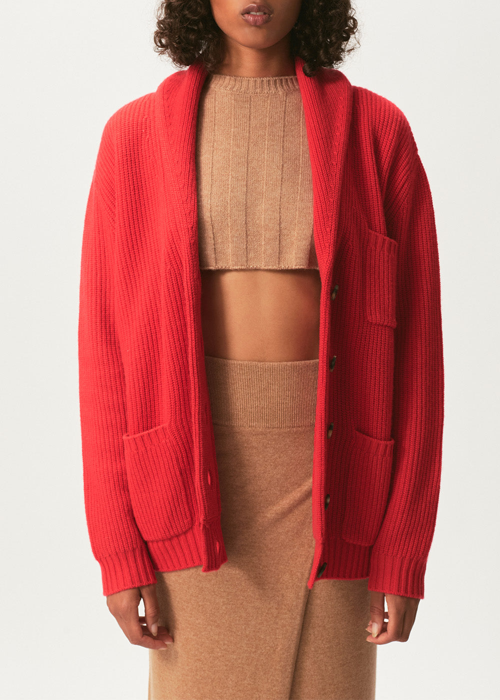 Esra Boyfriend Cardigan - One Size / Red