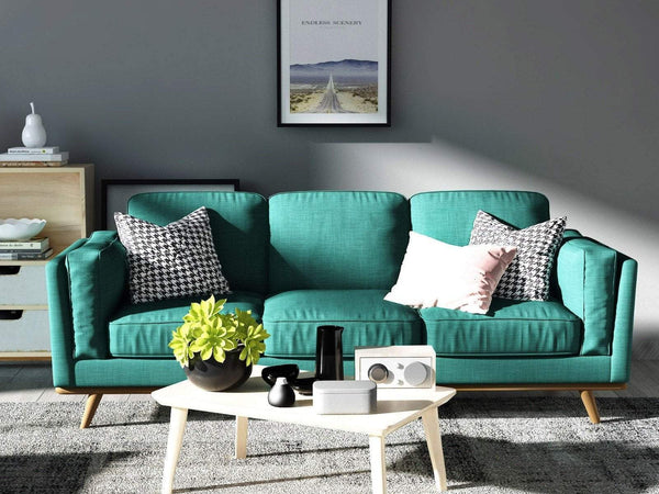 York 3 Seater Fabric Sofa Teal Payday Deals
