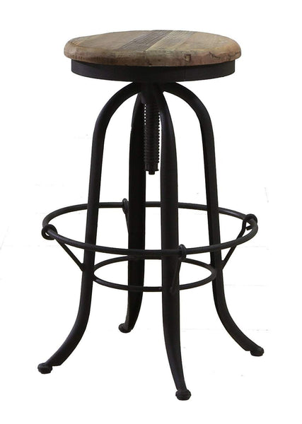 Solid Wood Base Industrial Barstool 