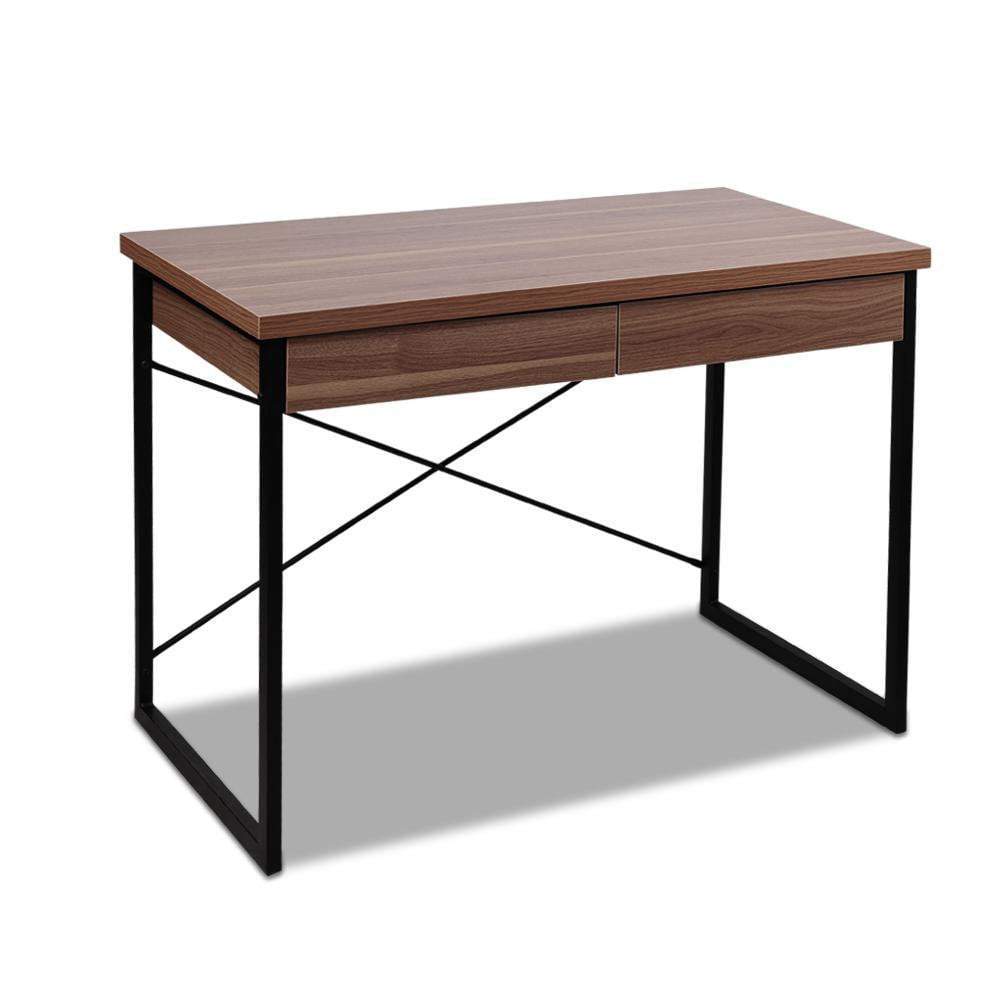 metal desk with drawer (walnut) 