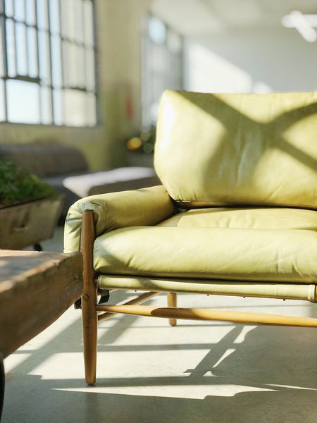 Green Leather Vintage Sofa 