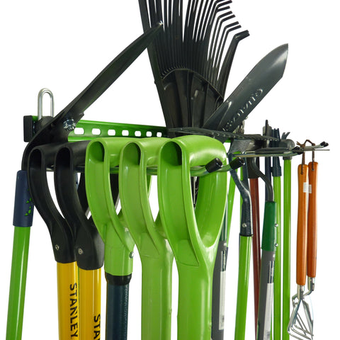 Garden tool wall storage hooks and rack
