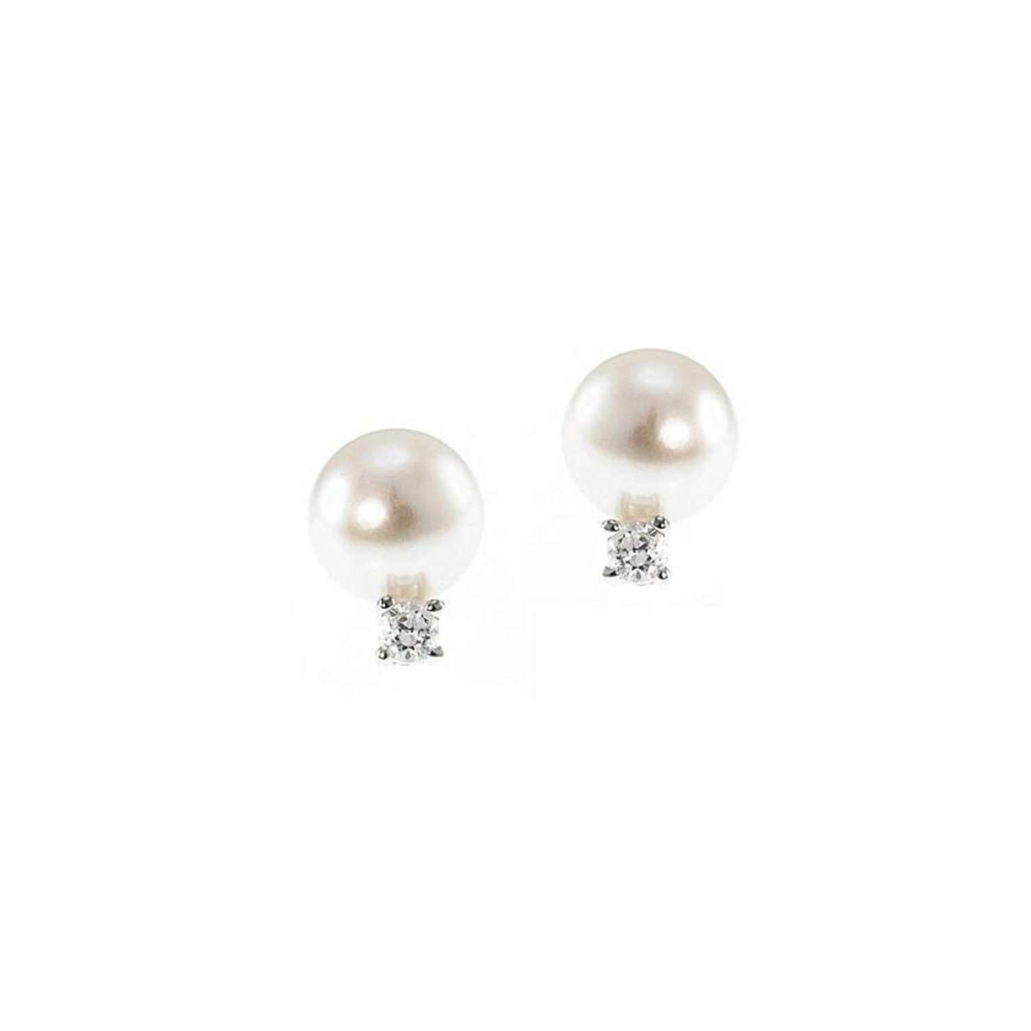 CZ Fresh Water Pearl Mini Earrings