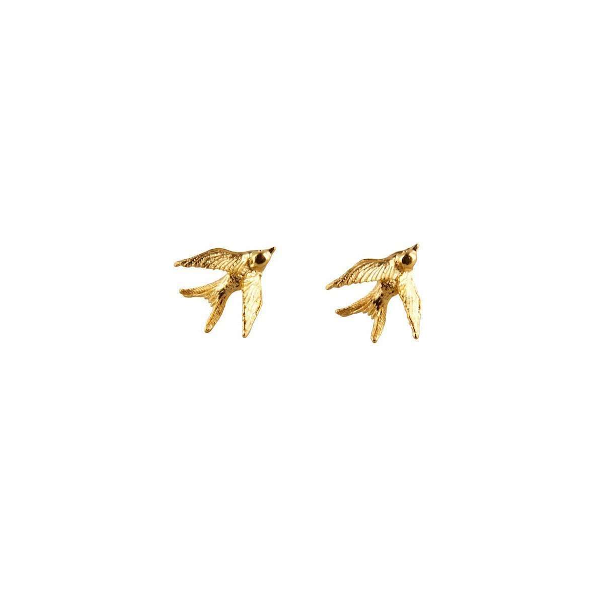 Gold Swallow stud earrings Gold Swallow stud earrings-Roz Buehrlen-JewelStreet US