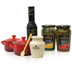Maille Le Creuset Mini Cocotte and Maille Dinner Selection