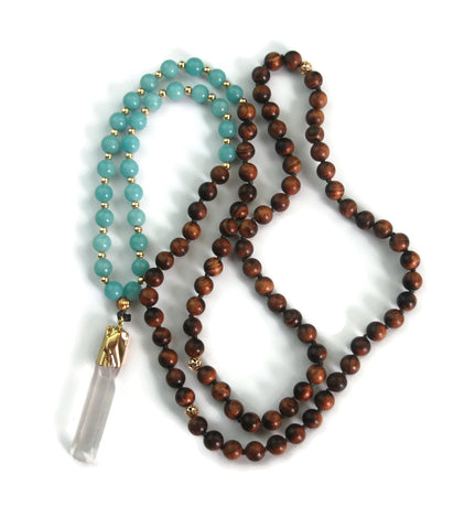 108 knotted mala with crystal pendant