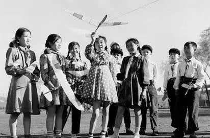 Young Pioneers or Red Scarves with model planes in the 1950s