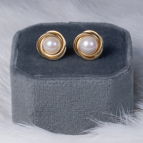 pearl stud earrings