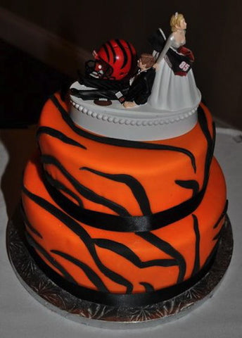 Cincinnati Bengals wedding cake topper FunWeddingThings.com NFL football cake top groom's sports fans fun