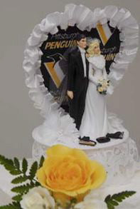 Pittsburgh Penguins cake topper wedding reception NHL hockey sports fans FunWeddingThings.com