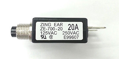 NEW 20 Amp Pushbutton Circuit Breaker  ~ Zing Ear ZE-700-20 20A 