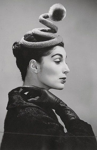 A customers designed hat by Bill Cunningham made in his New York shop during 50s.