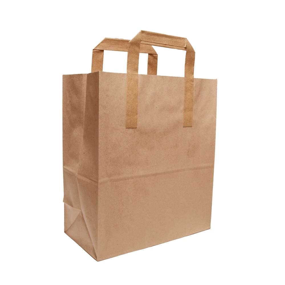 Paper Carrier Bags| Brown Takeaway Bags|Greaseproof Bags| Medium x 250 | Streetfood Packaging