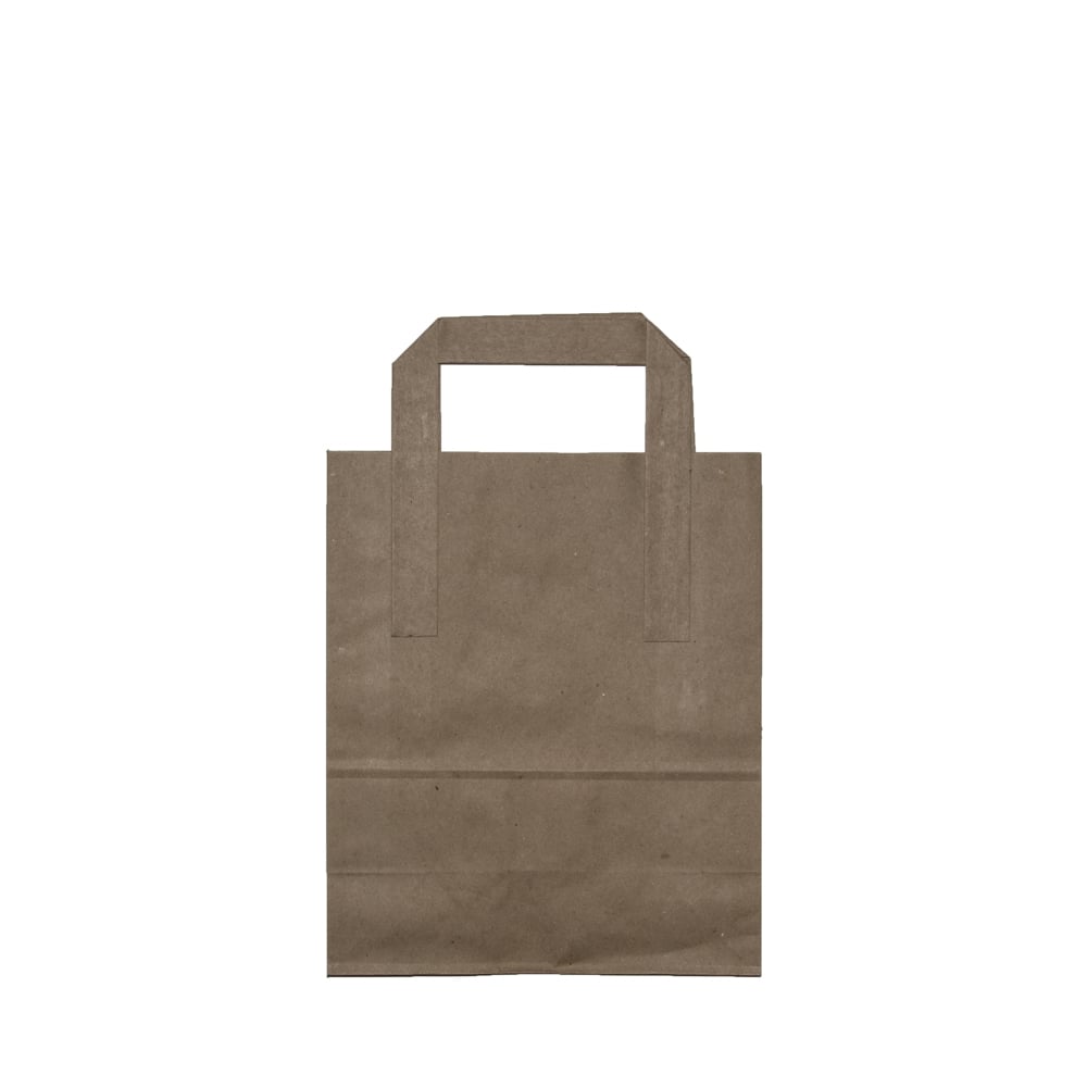 Brown Paper Bag with handles |Takeaway |Greaseproof Bags|Small x 250 | Streetfood Packaging