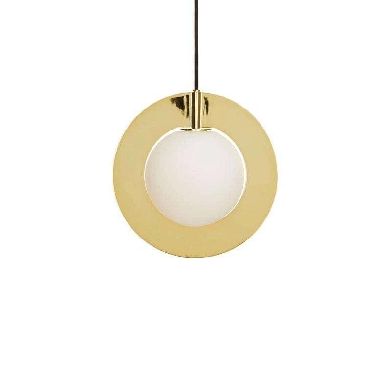 round brass pendant light