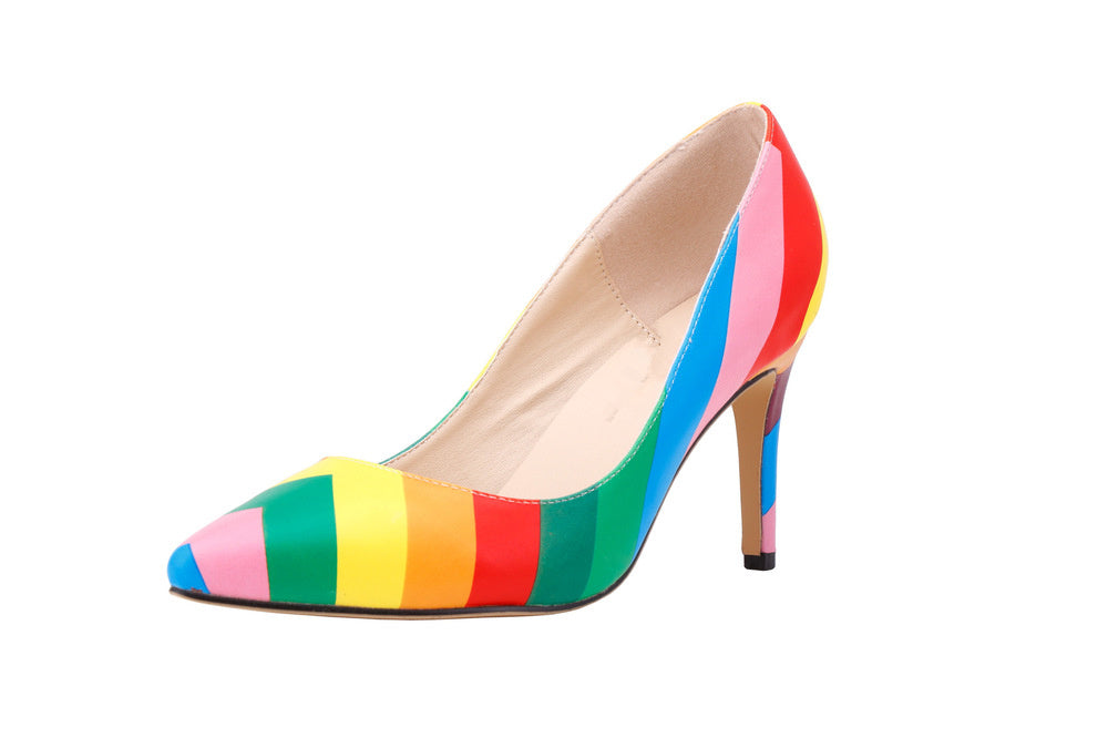 high heel rainbow shoes