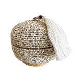 Melati Beaded Bamboo Trinket Box - Round