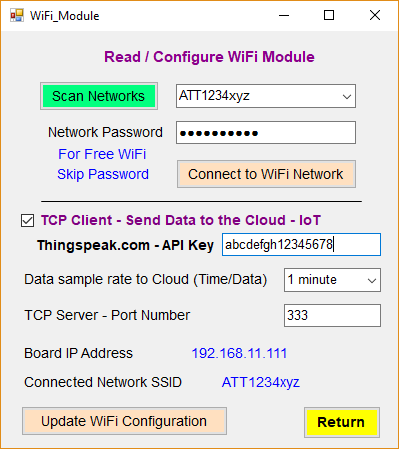 Read/Configure WiFi Module menu