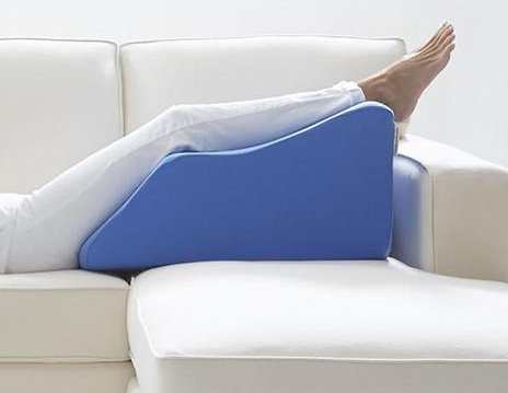 woman using blue footrest