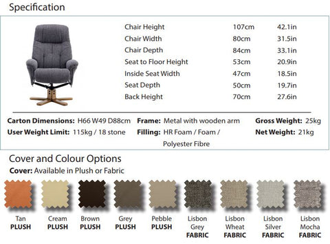 Dubai Recliner Specs